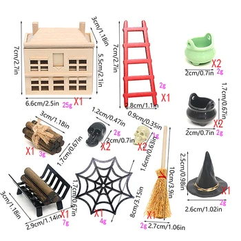 1Set 1:6 1:12 Babaház Miniatűr Halloween Bútor Dísz Modell Mini Tároló Szekrény Boszorkány Kalap Pókháló-Modell Játékok