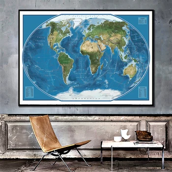 2011-Es Kiadás A Világ Műholdas Térkép Egyszerű Világ Dekoráció Térkép Nappali, Hálószoba Fali Dekor Vászon Festmény