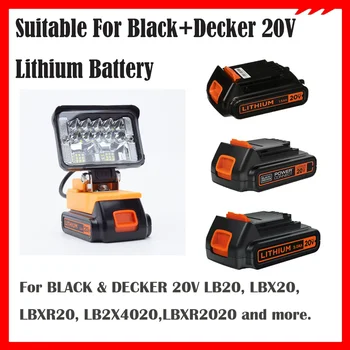 28W LED munkalámpa Alkalmas Black & Decker 20V Lítium Elem w/USB Szabadtéri LBXR20 LB2X4020 LBXR2020（Nem tartalmazza az akkumulátor）