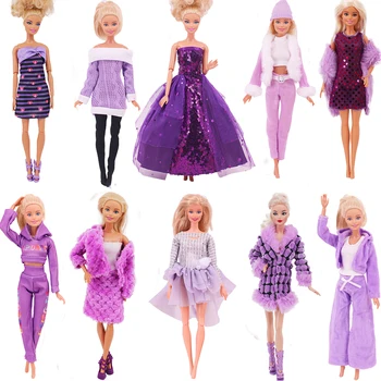 30Cm Lila Barbie Baba Ruhák,Divat, Kabát,Nadrág,Ruha, 11.8 Hüvelyk Babák,Ajándék,Barbie Kellékek,Miniatűr Elemek