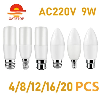 4-20db LED gyertya lámpa 9W E27 E14 B22 Led Izzó Bombillas AC 220V Lamparas Lámpa, otthoni, illetve irodai dekoratív világítás