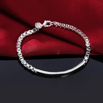 925 Sterling ezüst kiváló minőségű valentin ajándék gyönyörű lánc 4MM Ezüst színű Ékszer Karkötő női esküvő party