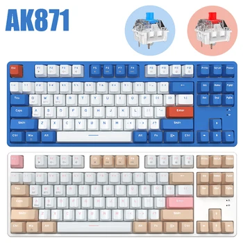 AK871 Vezeték nélküli Gaming Billentyűzet, Kettős Mód 87 Kulcsok Hot Swap Mechanikus Gamer Billentyűzet 2.4 G Multi-Eszköz, Billentyűzet, Laptop, PC