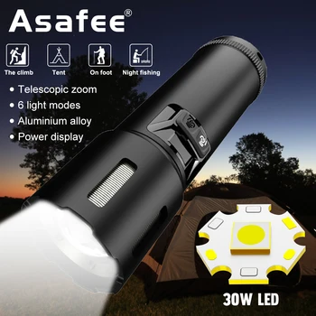 Asafee Ultra Fényes 30W LED Kültéri Lámpa 1300LM Ultra Hosszú Távolság, Beépített Akkumulátor-Típus-C Töltés Multifunkciós Fáklya