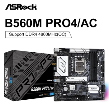 Az ASROCK B560M PRO4/AC Új Alaplap LGA 1200 Socket M. 2 SATA3 Interfész USB3.2 PCI-E 4.0 DDR4 128 GB Micro ATX Asztali Alaplap