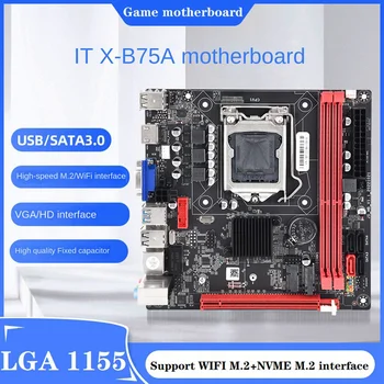 B75A LGA1155 DDR3 Alaplap+I3 2120 CPU+Termikus Zsír+SATA Kábel Támogatja NVME M. 2+WIFI M. 2 Felület USB3.0 SATA3.0