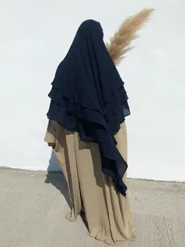 Chiffon Khimar 3 Réteg Vissza+2 Réteg Első Muszlim Nő Hidzsáb Sál Headcover Édes Stílus Az Iszlám Ima Ruhát Niqab Ramadan Eid