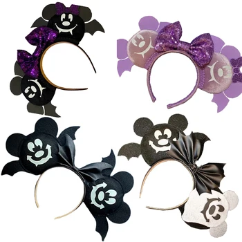 Disney Tök Mickey Fejpánt Nő Minnie Egér Haj Tartozékok Lány Flitterekkel Íj Halloween Hairbands Gyerekek Bat Fejfedőt Ajándékok