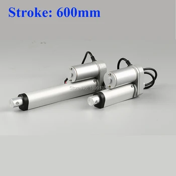 Elektromos Lineáris aktuátor 600mm Stroke lineáris motor vezérlő dc 12V 24V 36v 200/350/400/600/700/750N