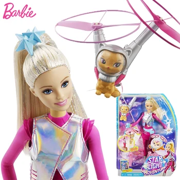 Eredeti Barbie Csillag Fény Kaland Repülő Pet Baba Szett Barbie Baba Játékok Lányoknak Park Hercegnő Lány Babák Elem Fényes Haj