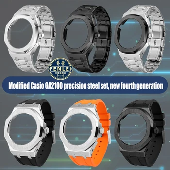 GEN4 A Casio Parasztház Tölgy Módosított Fém Keret 3/4rd Generációs Gumi tok Szíj GA 2100/2110 Rozsdamentes Acél Watchband