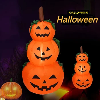 Halloween Felfújható Dekor Világítás Kültéri Tök LED 120cm PVC Felfújt Játékok Lámpák Halloween Party Horror Ház Udvarán Kellékek