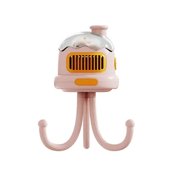 Hordozható Babakocsi Ventilátor USB Újratölthető Csendes Kültéri Clip-on Gyerekek Kézi Bladeless Ventilátor(Rózsaszín)