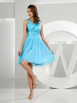 ingyenes szállítás 2013-as cső top, rövid mini kék ég vestidos formales menyasszony szobalány ruha molett női hivatalos Koszorúslány Ruhák
