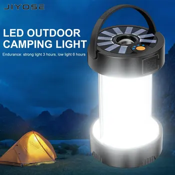 JIYOSE LED Kemping Lámpa Multifunkcionális Sátor Lámpa Kültéri Hordozható Napelemes vészvilágítás Lámpa Tölthető Lámpa Zseblámpa