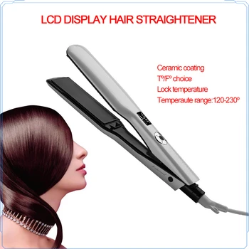 Lapos Vas 2 az 1-ben hajcsat, valamint hajegyenesítő Kerámia LCD haj vas 13 sebesség állítható hőmérséklet elektromos hajvasalót