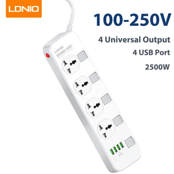 LDNIO elosztó Univerzális Csatlakozó Adapter EU/UK/US Szabvány Hosszabbító Elektromos Aljzat 4 AC,+4 USB Aljzathoz a Hatalom Szűrők