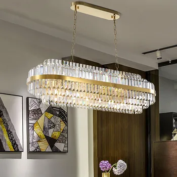 LED Csillár Az Étkező Ovális Konyhai függő Lámpa Modern lakberendezés Világítás Luxus Arany Kreatív Cristal Csillogás