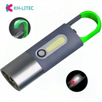Mini Hordozható Lámpa LED + COB Kulcs Fény Oldalsó Megvilágítás 4 Fény Mód Kemping Fáklya Lámpa Vízálló Elemlámpa