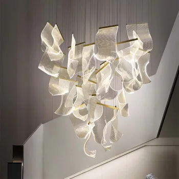 Modern Akril LED Csillár a Lépcsőház, Nappali Luxus Kreatív Design Nagy Lámpatestek Arany Beltéri Lógó Lámpák