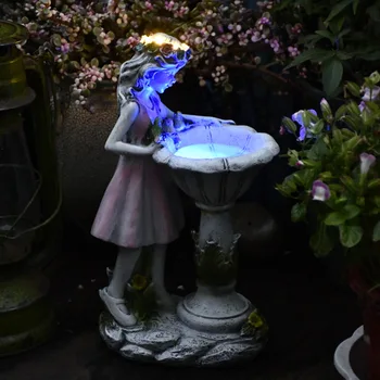 Napelemes kerti lámpa, kültéri műgyanta dekoráció, szobor, kézműves, gyep díszítéssel a szimulált virág tündér lámpa