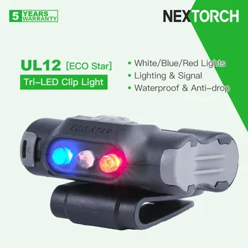 Nextorch UL12 Tri LED-es Források Clip-Fény/Jel-Fény/Lámpa, Fehér/Kék/Piros lámpa. Clip Illik a Szíjat,Hátizsák,Sapka,Stb.