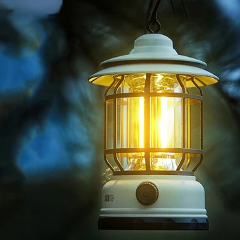 Retro Kerti Kemping Lámpa, C-Típusú Gyors Töltés Világítás Dekorációs Vízálló Sátor Lámpa Hordozható Kemping Lámpás 2023