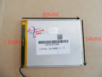 tablet akkumulátor 755460 3000MAH MP3 MP4 3.7 lítium-polimer akkumulátor MP5 Bluetooth kis játék GPS