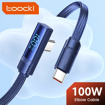 Toocki Típusú USB-C Kábel USB-C-90 Fokos PD 100W Gyorsan Cahrging az OPPO Macbook Xiaomi Huawei Huawei Samsung Kijelző Kábel