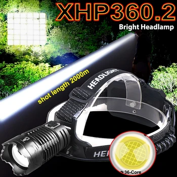 XHP360 High Power LED Fényszóró-2000M Szuper Fényes Kerti Fáklya merész Taktikai Fényszóró Cum Sürgősségi Power Bank Használja 18650