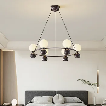 Északi Medál lámpa, Nappali, Hálószoba, Étkező, Csillár francia krém Bauhaus Stílusú Középkori Mágikus Bab Lámpa