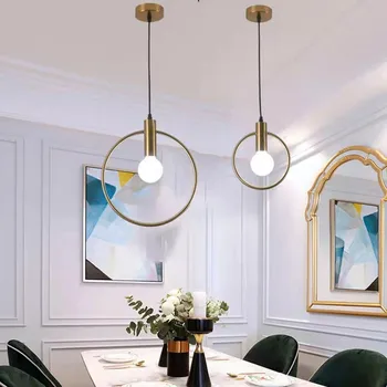 Északi posztmodern minimalista arany medál egyetlen fejét három fejét, étkező, hálószoba, ágy melletti kis medál lámpa